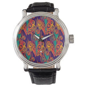 Montre Art Motif tatouage - flammes & cercles