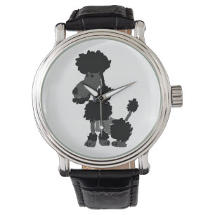 Montre Art noir drôle de chien de caniche