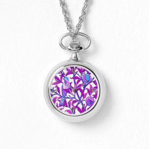 Montre Art Nouveau Oiseau & grenade, Améthyste Violet