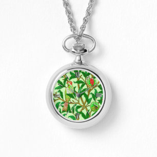 Montre Art Nouveau Oiseau & grenade, Vert citron