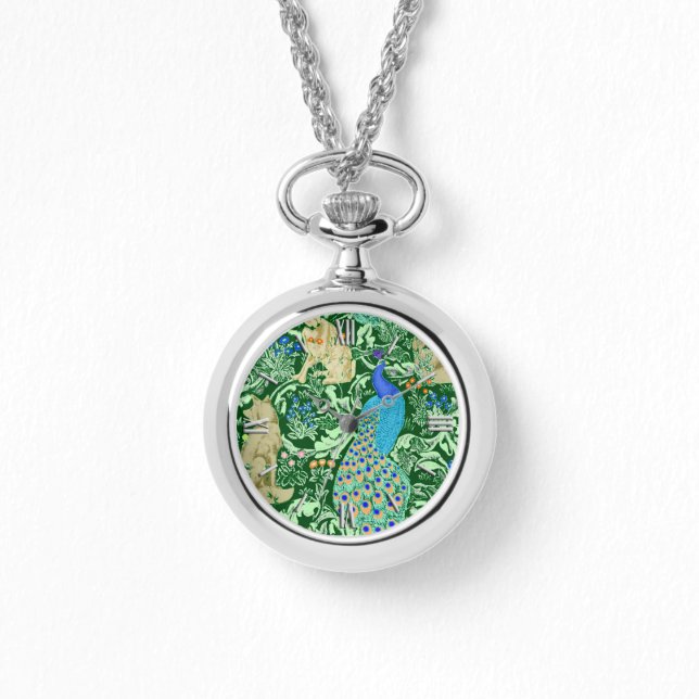 Montre Art Nouveau Peacock Print, Cobalt Blue & Green (Recto)