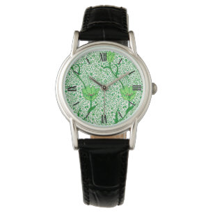 Montre Art Nouveau Tulip Damask, Emerald Green
