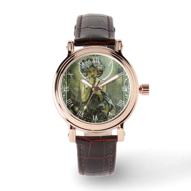 Montre Art nouveau vintage La Lune par Mucha (Recto)