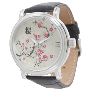 Montre Art oriental de fleurs de cerisier de Sakura de