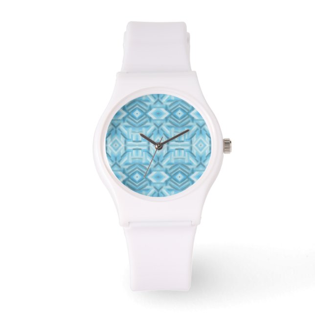 Montre Art pastel doux abstrait bleu clair staccato (Recto)