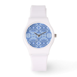 Montre Art pastel doux abstrait bleu staccato
