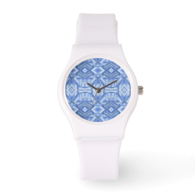 Montre Art pastel doux abstrait bleu staccato (Recto)