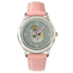 Montre Art personnalisé pour le nom de chat - Chat blanc