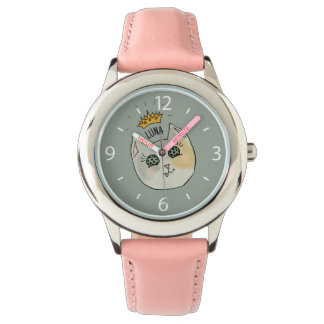 Montre Art personnalisé pour le nom de chat - Chat blanc