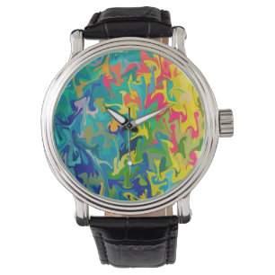 Montre Artistic Colorful motif de liquide d'encre peint
