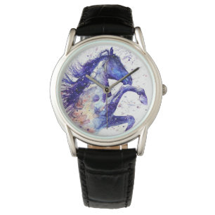 Montre Artistique Horse aquarelle éclaboussures peinture