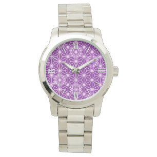 Montre Asanoha motif japonais - mauve améthyste