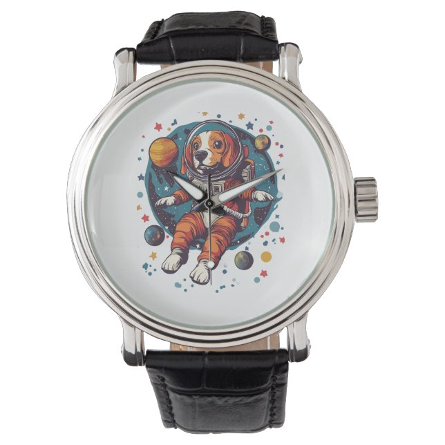 Montre Astronaute Beagle � Chien Explorateur Spatial (devant)