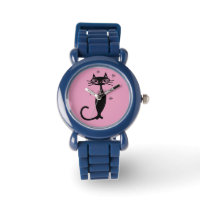 ATOMIQUE CHAT NOIR RETRO WRIST WATCH