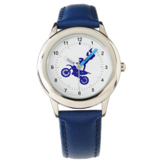 Montre au poignet pour enfant motocross bleu