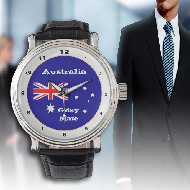 Montre Australian Flag & G'day Mate, Australie / mode (Créateur téléchargé)
