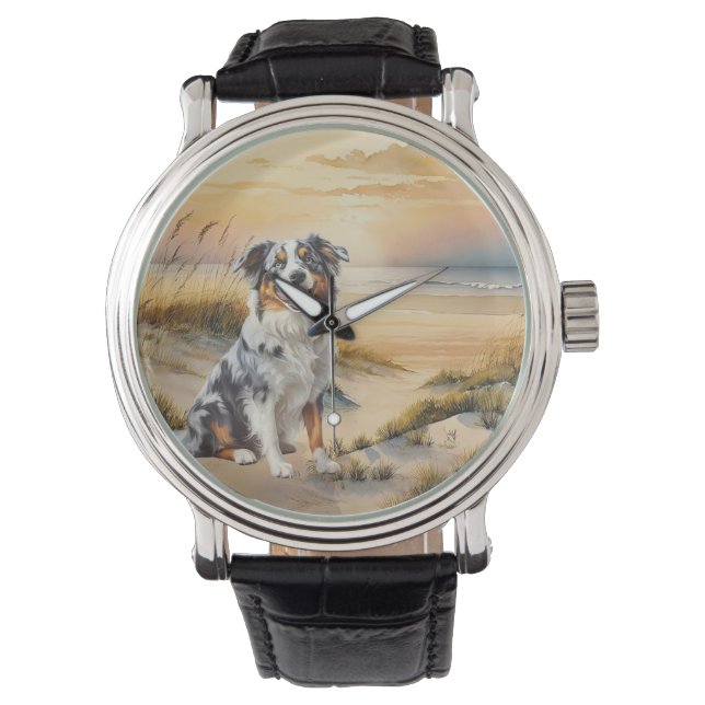 Montre Australian Shepherd in a Beach Cove (devant)