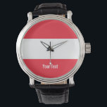 Montre Austria National Flag<br><div class="desc">The national flag of Austria (Flagge Österreichs) is a triband in the following order: cherry red,  white,  and red</div>
