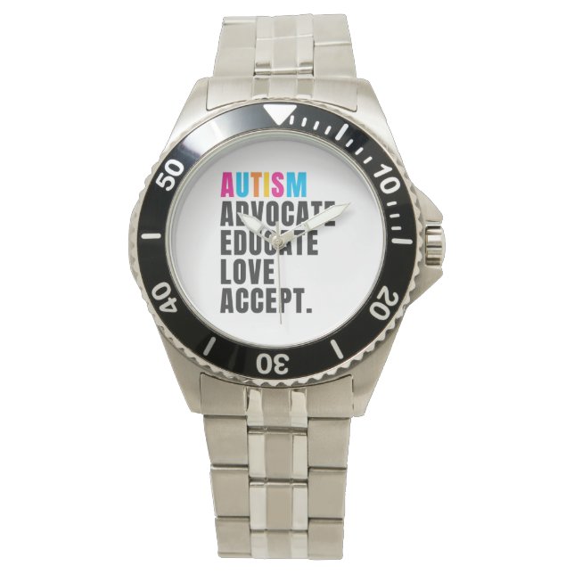 Montre Autism Awareness Advocate Educate Love Accept (devant)