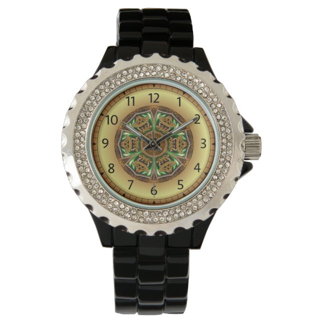 Montre Avant - Garde, Vert et Or, Design KNF 1 ~ (devant)