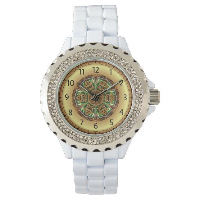 Montre Avant - Garde, Vert et Or, Design KNF 1 ~ (devant)