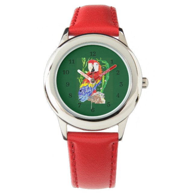 Montre avec Cadran à Cœurs Rouges Filles & Femme (devant)