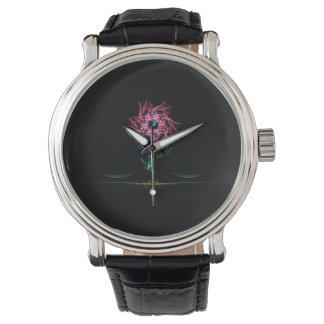 Montre avec design de fleurs rose et violet