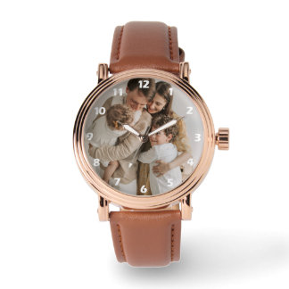 Montre avec photo de famille personnalisée et chif