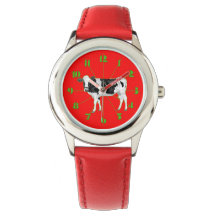 Montre avec une vache graphique et des chiffres