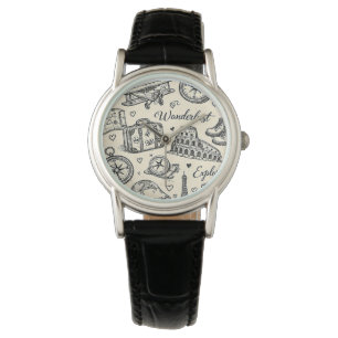 Montre Aventures de voyage vintage motif sans couture