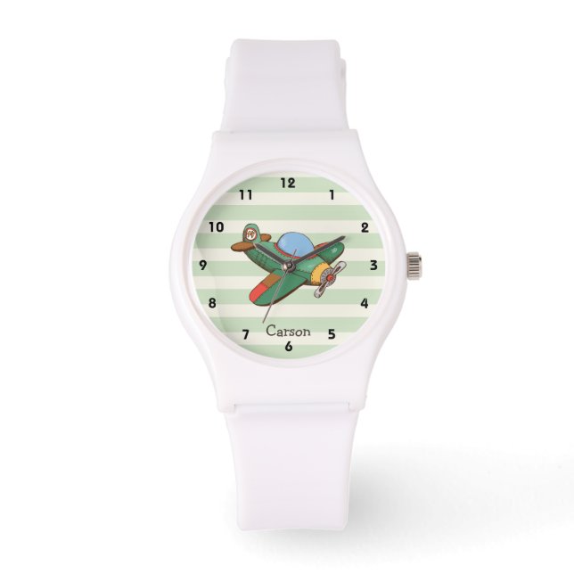 Montre Avion vintage sur Pastel Green Stripes (Recto)