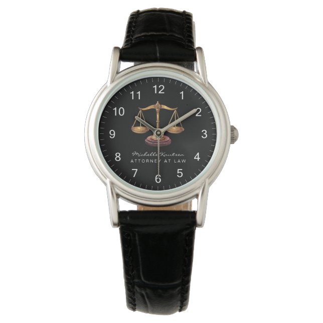 Montre Avocat professionnel Procureur luxe Black Gold (devant)