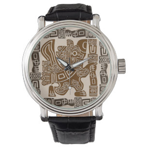 Montre Aztec Eagle Guerrier Tribal Art antique