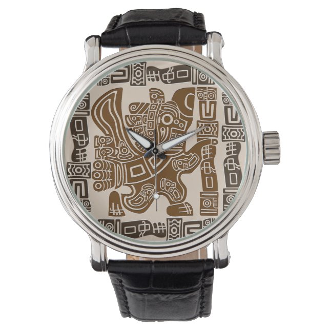 Montre Aztec Eagle Guerrier Tribal Art antique (devant)