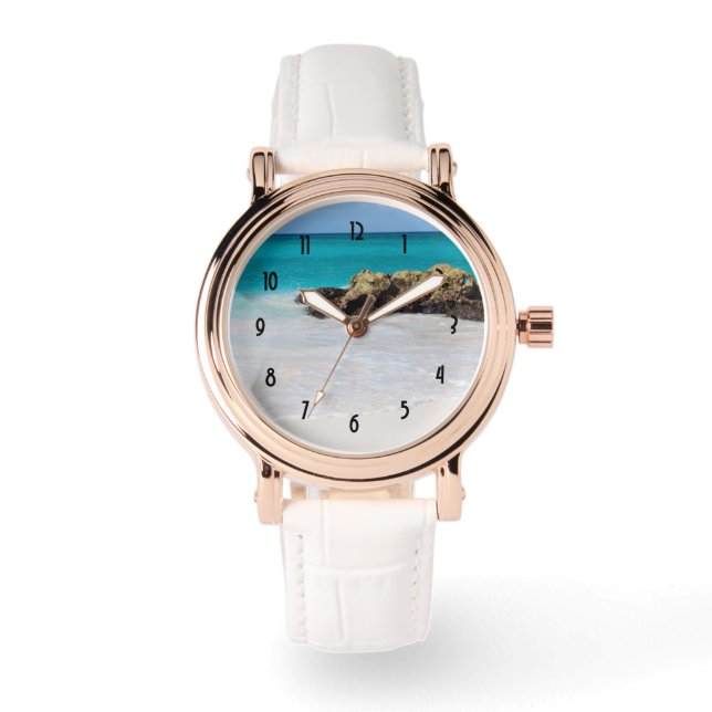 Montre Azure Ocean Sandy Beach Photo (Recto)