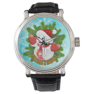 Montre Baby Snowman avec ornement de flocons de neige en
