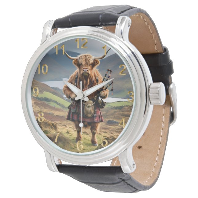 Montre Bagpiper de vache écossaise Highland (Incliné)