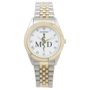 Montre Bague d'or Asclepius Green Médicale Doctor MD