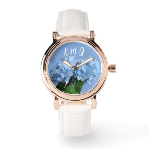 Montre Bague personnalisée florale bleue