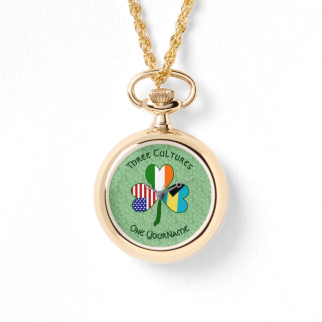 Montre Bahamian Irish USA Shamrock personnalisé (Recto)