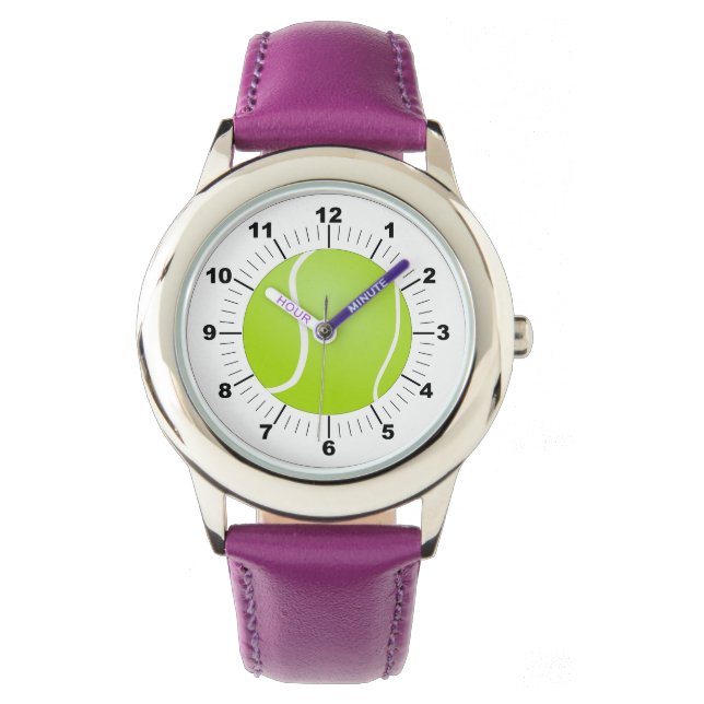 Montre Bal de tennis ajustable pour enfant Ribb violet (devant)