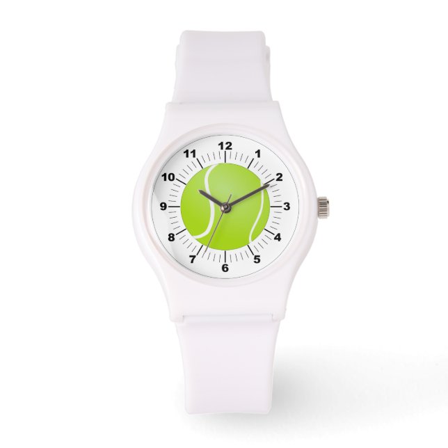 Montre Bal de tennis féminin Sporty White Silicon Watch (Recto)