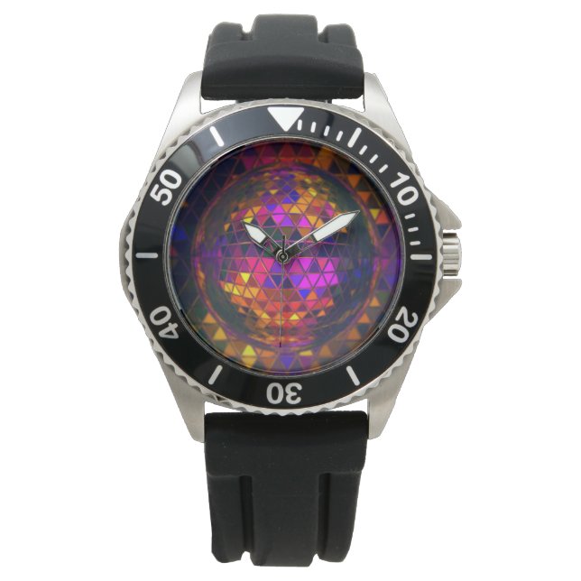 Montre Bal Disco cool Rainbow Vitrail Print (devant)