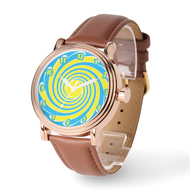 Montre Balayage bleu et jaune (Angle)