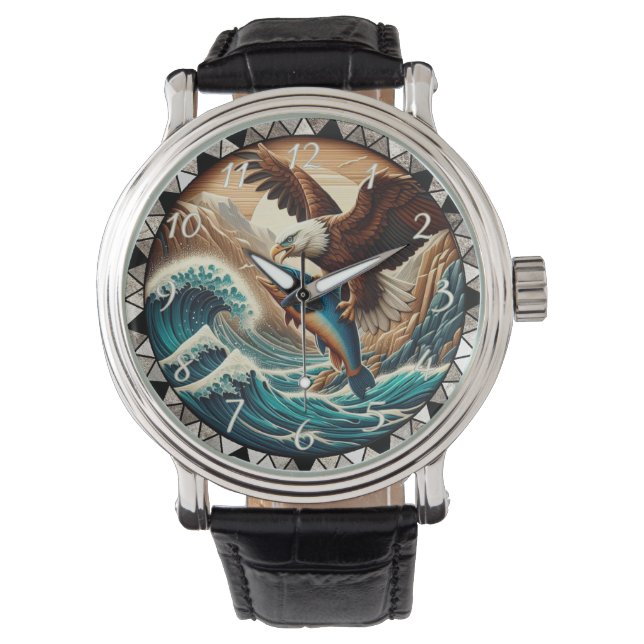 Montre Bald Eagle Catching Fish Ocean Clock (devant)