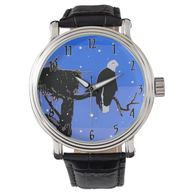 Montre Bald Eagle en hiver - Art original de la faune (devant)