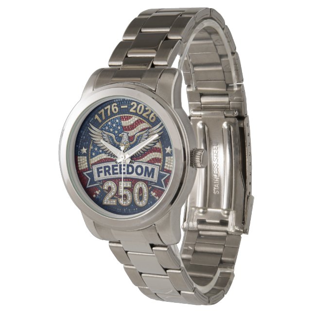 Montre Bald Eagle USA 250 Patriotic Flag Rhinestone (Incliné)