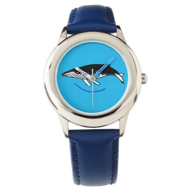 Montre BALEINE à bosse en voie de disparition - bleu mari (devant)