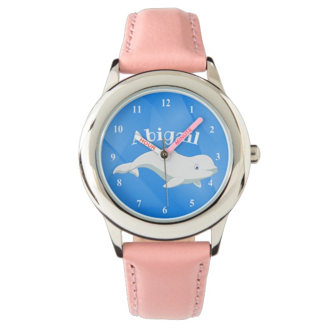 Montre Baleine béluga personnalisée Bleu, Océan Arctique  (devant)