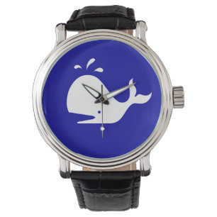 Montre Baleine blanche sur bleu